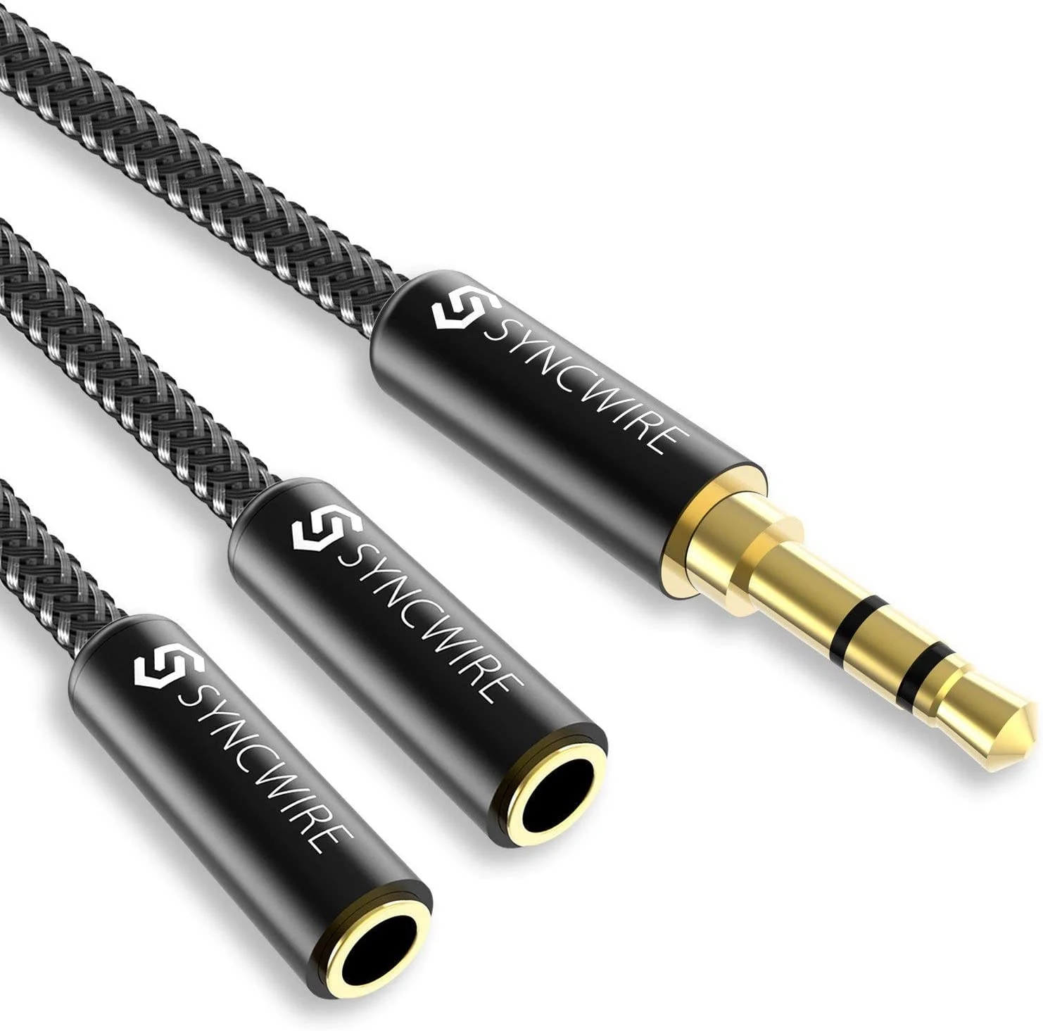 Headphone Splitter, Syncwire Nylon-Braided 3.5mm Extension Cable Audio Stereo Y Splitter (Hi-Fi Sound) (No Mic)