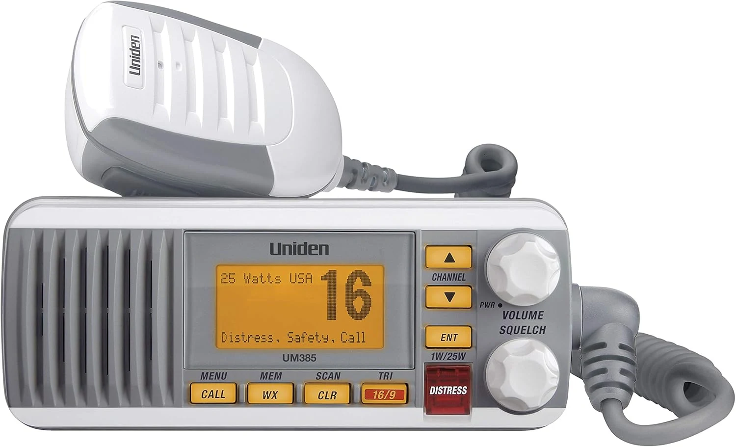Uniden UM385 25 Watt Fixed Mount Marine Vhf Radio, Waterproof IPX4 with Triple Watch, DSC, Emergency/NOAA Weather Alert