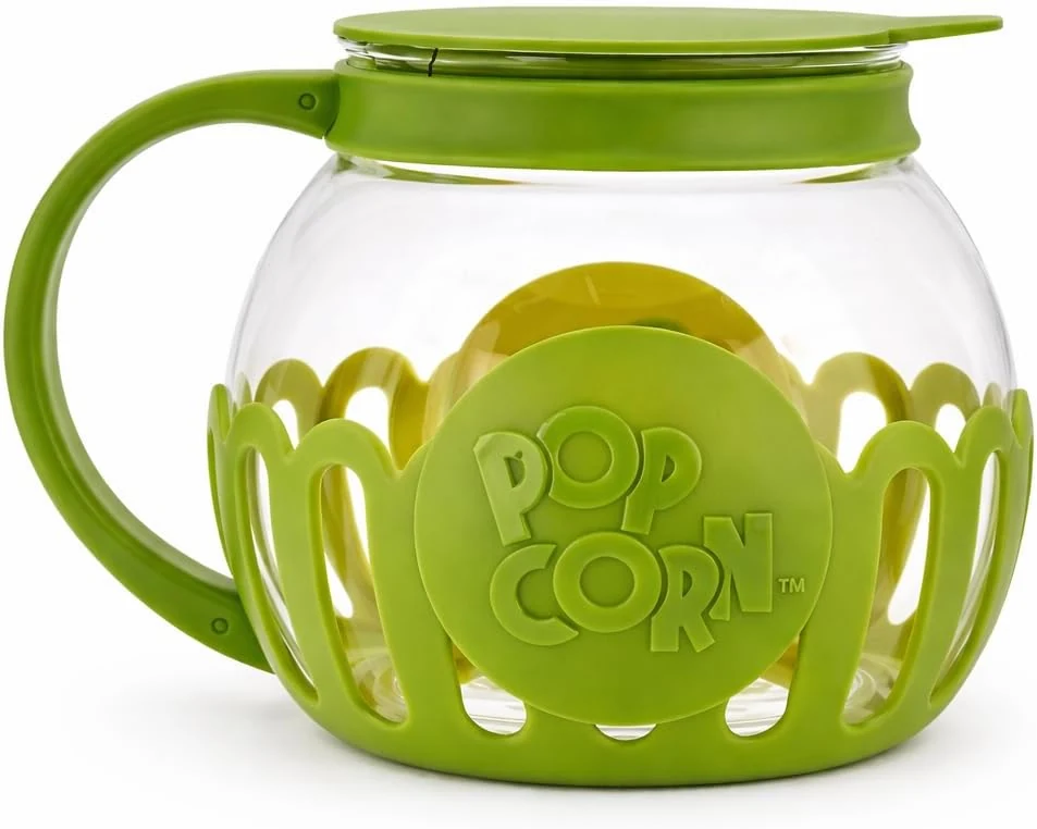 Ecolution Micro-Pop Microwave Popcorn Popper 1.5 QT (Temperature Safe Glass, Multi Purpose Lid)