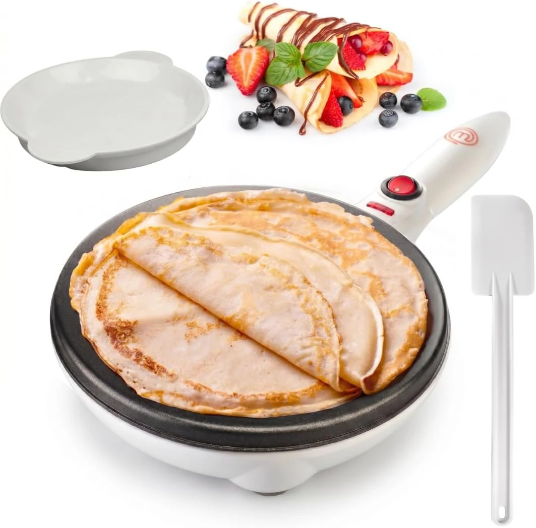 MasterChef Cordless Crepe Maker w Nonstick Dipping Plate plus Electric Base & Spatula