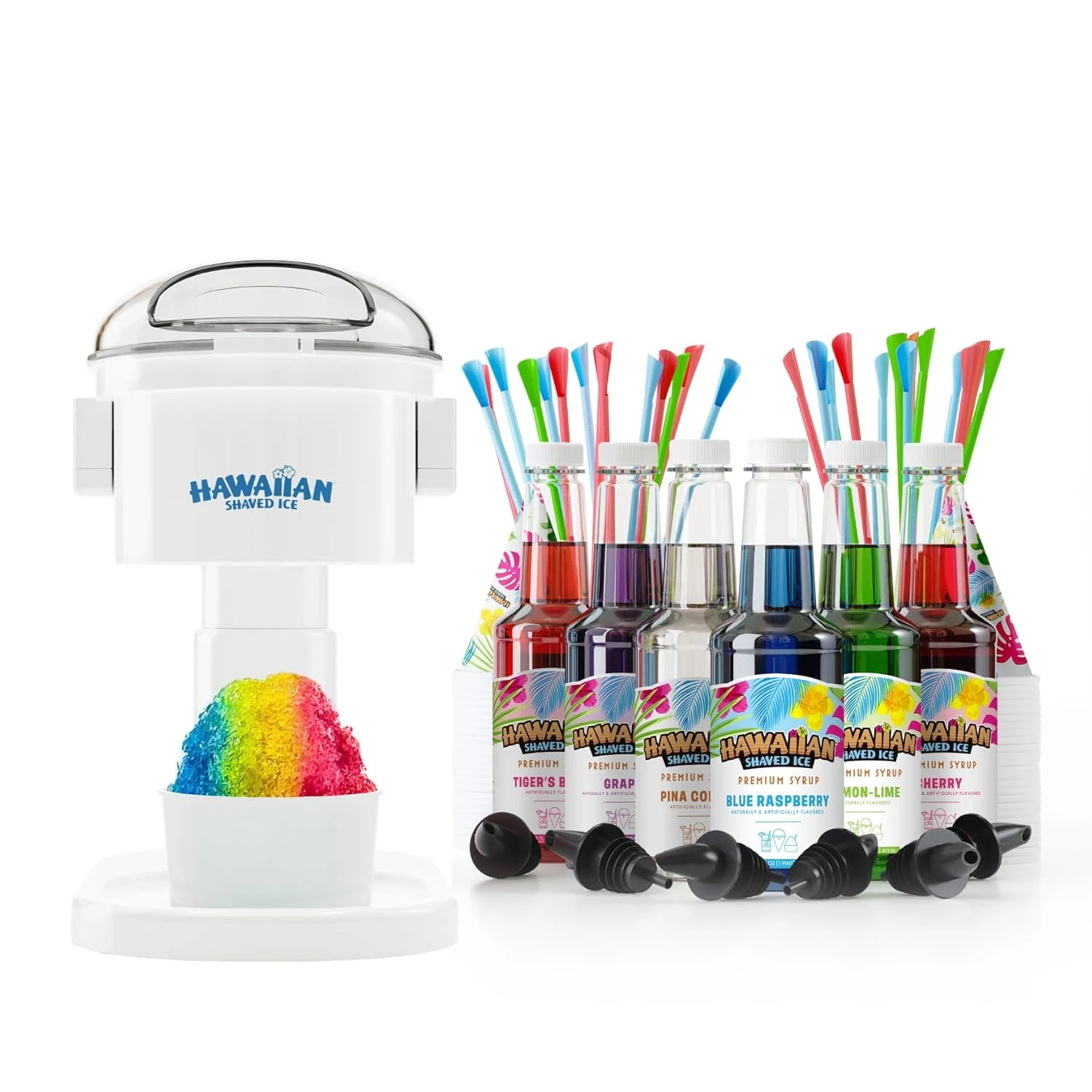 Hawaiian Shaved Ice S700 Snow Cone Machine Kit with 6 - 16oz. Syrups