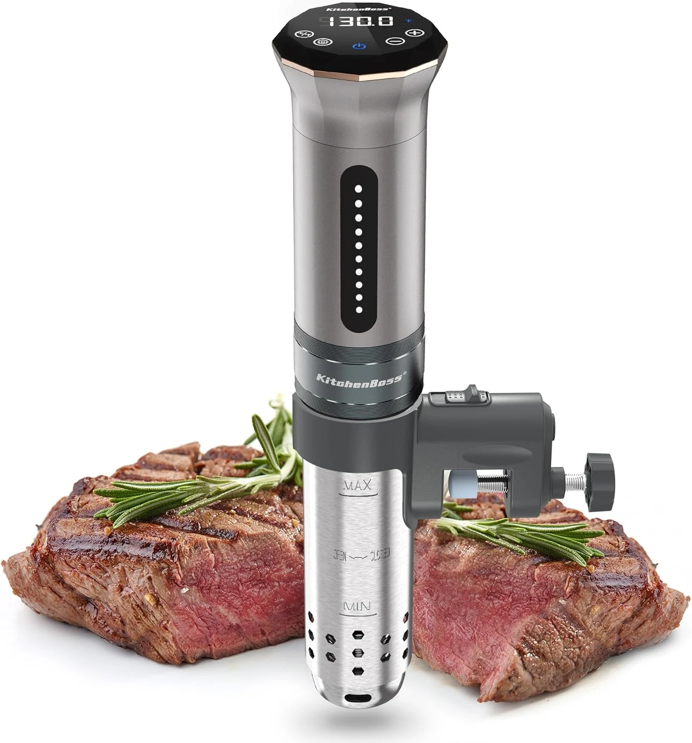 KitchenBoss Sous Vide Cooker Machine: Ultra-quiet 1100 Watts Sous Vide Precision Cooker IPX7 Waterproof Stainless Steel, Suvee Cooker Immersion Circulator Accurate Temp Digital LED Touch Screen G300S