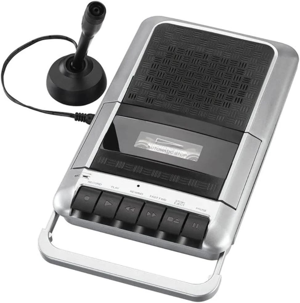 PROSCAN Cassette Player & Recorder with Microphone, Headphone Jack, Aux in, Black