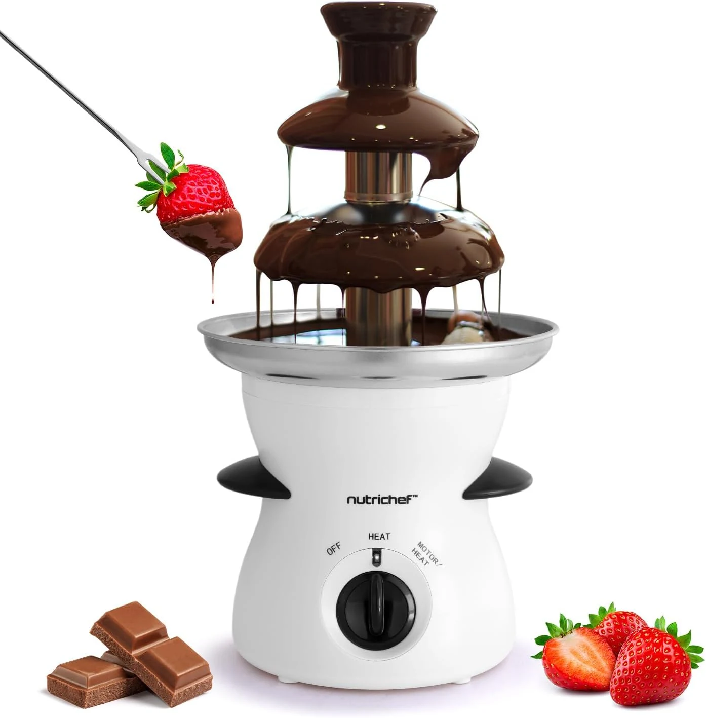 NutriChef Electric 3 Tier Chocolate Fondue Fountain