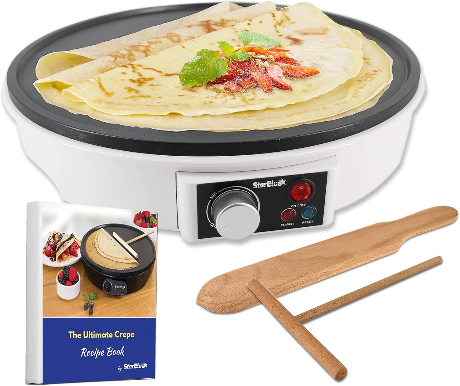 12" Electric Crepe Maker by StarBlue with FREE Recipes e-book and Wooden Spatula