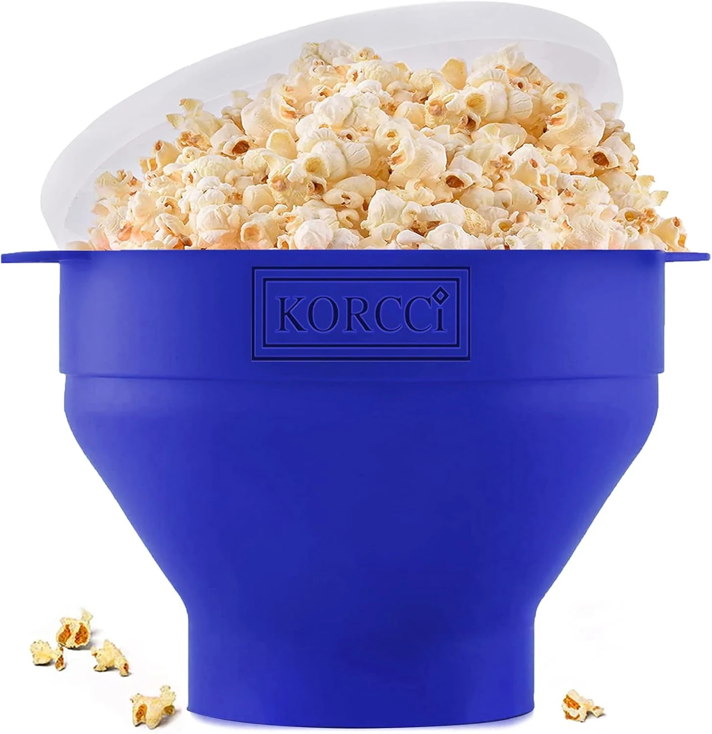 The Original Korcci Microwaveable Silicone Popcorn Popper, Microwave Popcorn Popper, Collapsible Microwave Popcorn Maker Bowl (Blue)