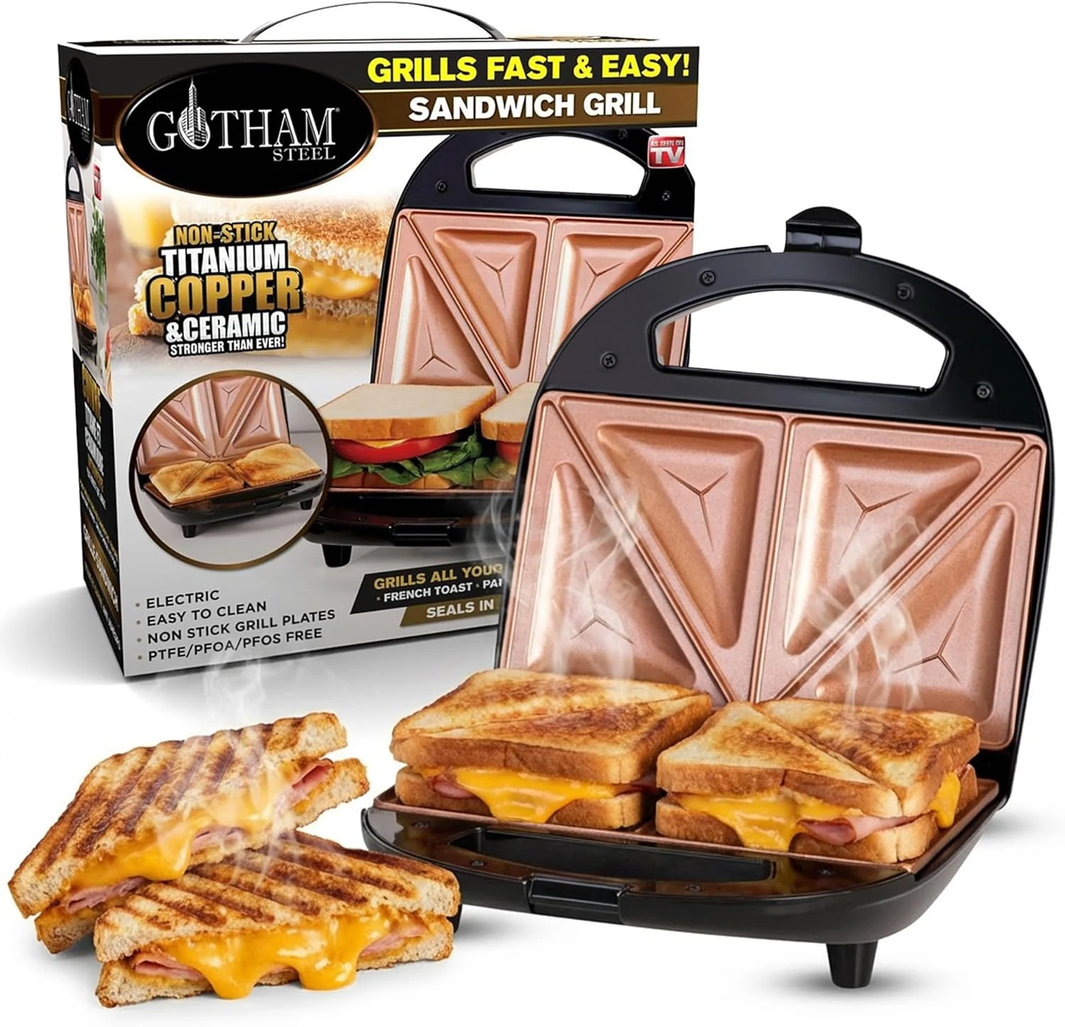 Gotham Steel Nonstick Panini Press Sandwich Maker, 2in1 Breakfast Sandwich review