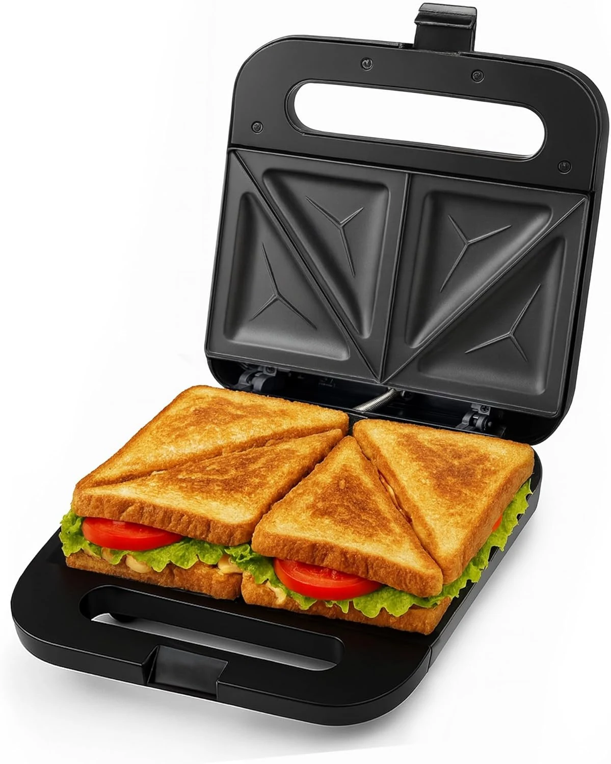 OVENTE Electric Sandwich Maker with Non-Stick Plates, Indicator Lights, Cool Touch Handle, Easy to Clean and Store, Black GPS401B