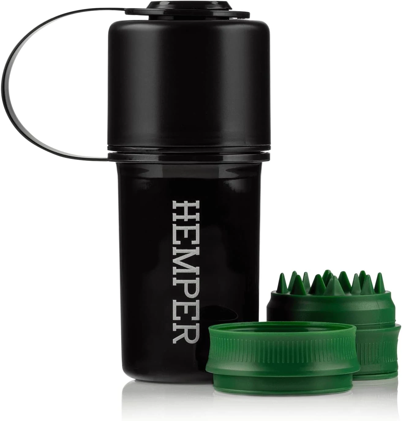 Hemper Keeper 3‑in‑1 Herb Grinder with Dual Storage Container (Black)