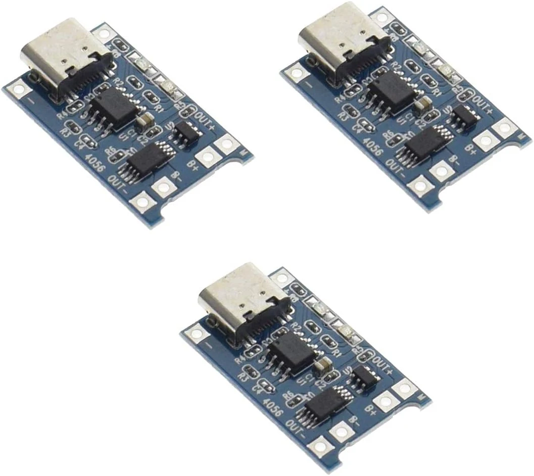 HiLetgo 3pcs TP4056 Type-c USB 5V 1A 18650 Lithium Battery Charger Module Charging Board with Dual Protection Functions