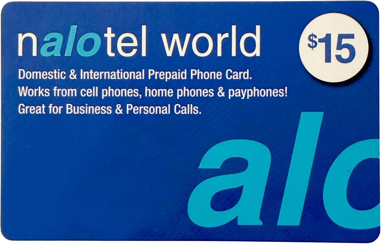 Alo World Phone Card for International & Domestic Calls, Prepaid Calling Card for Any Phones & Payphones ($15 USD)