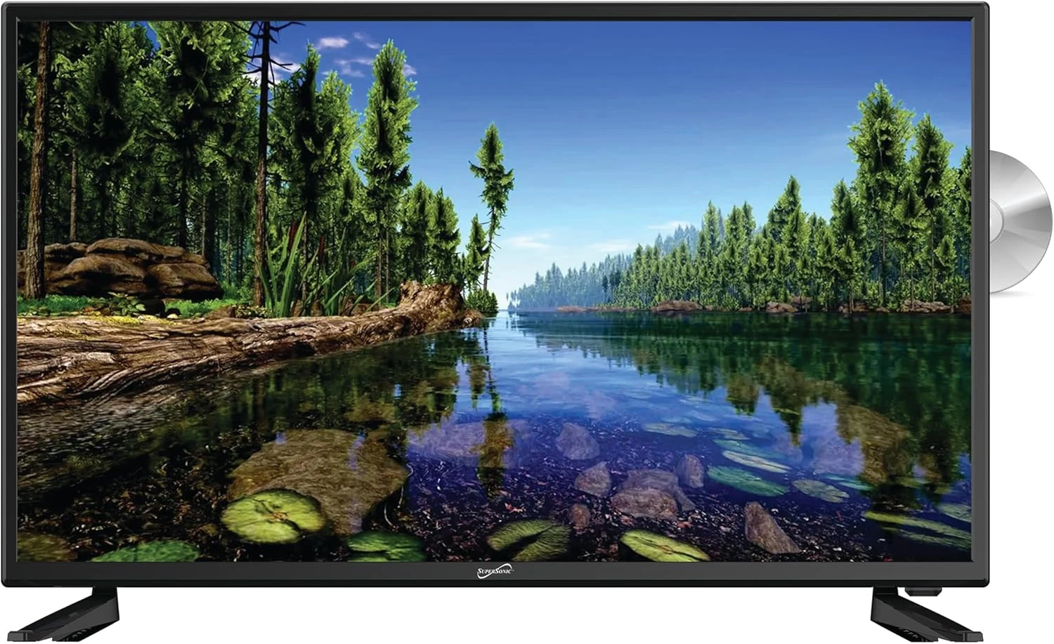 Supersonic SC-3222 32-Inch DLED HDTV with Built-in DVD Player, HDMI, USB, SD Card Slot, ATSC/NTSC, 1080p Resolution, Digital Noise Reduction, Wall Mountable Design