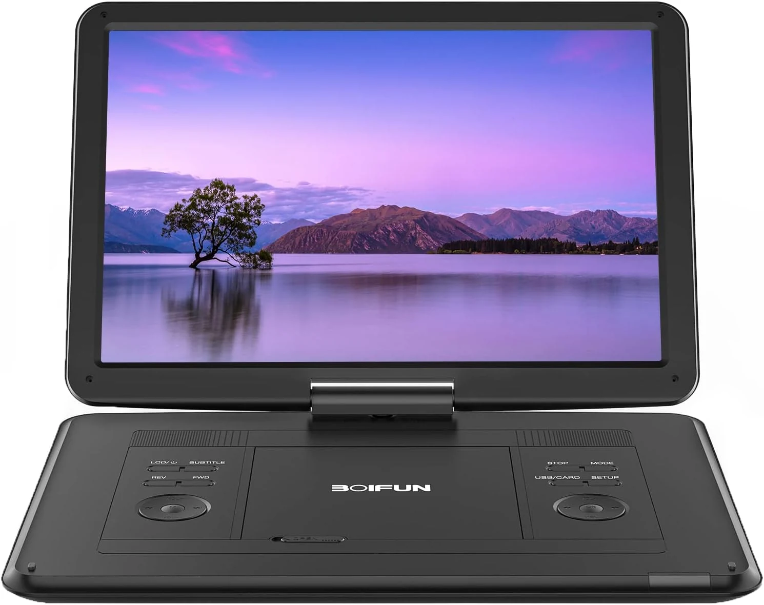 17.5" Portable DVD Player with 15.6" Large HD Screen, 6 Hours Rechargeable Battery, Support USB/SD Card/Sync TV and Multiple Disc Formats, High Volume Speaker, Black