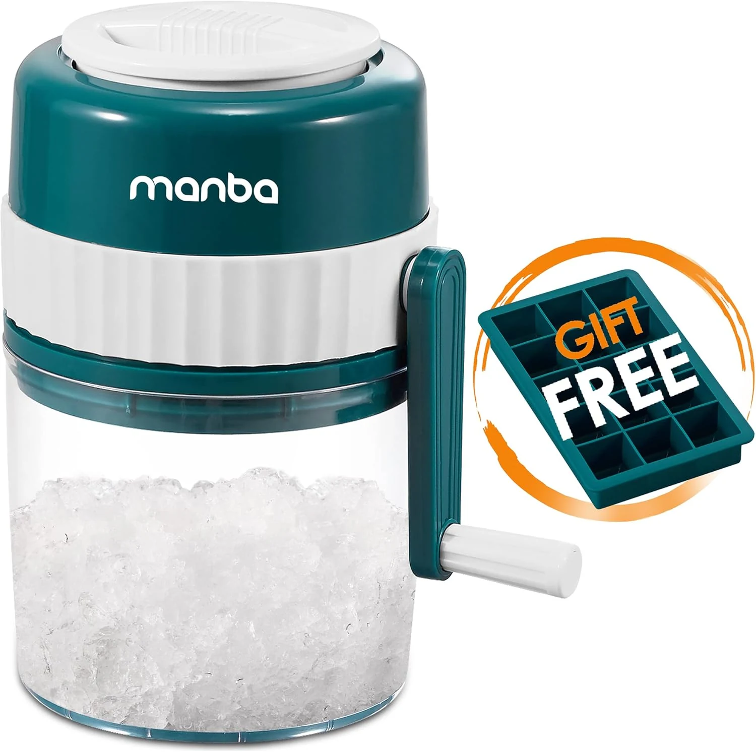 MANBA Ice Shaver and Snow Cone Machine - Premium Portable Ice Crusher and Shaved Ice Machine with Free Ice Cube Trays