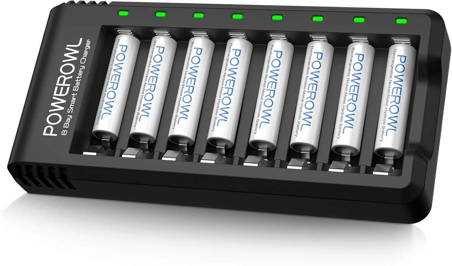 POWEROWL Rechargeable AAA Batteries with Charger (8-Pack)