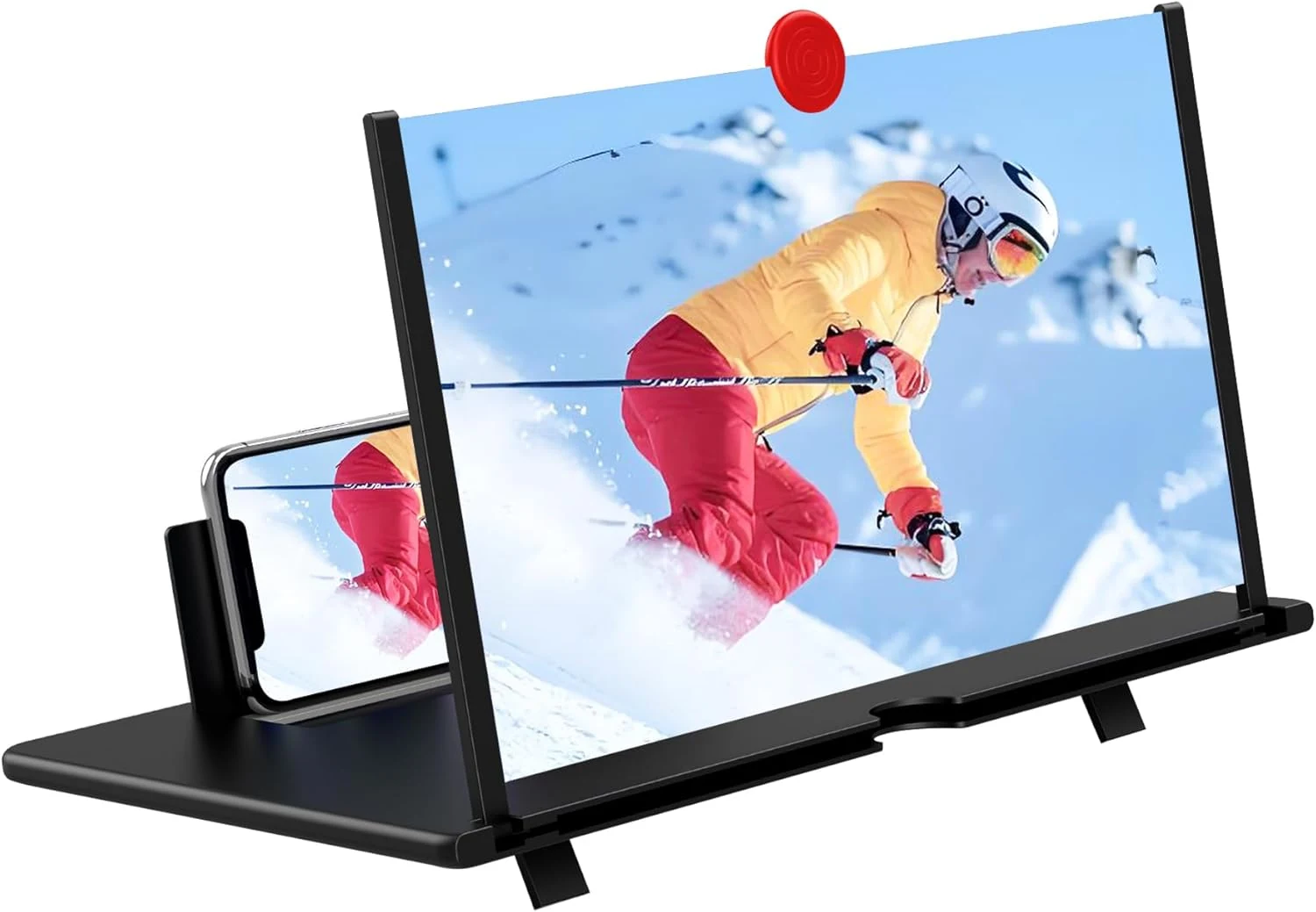 12" Screen Magnifier, 3D HD Mobile Phone Magnifier Projector Screen Enlarger (Black, 12-inch)