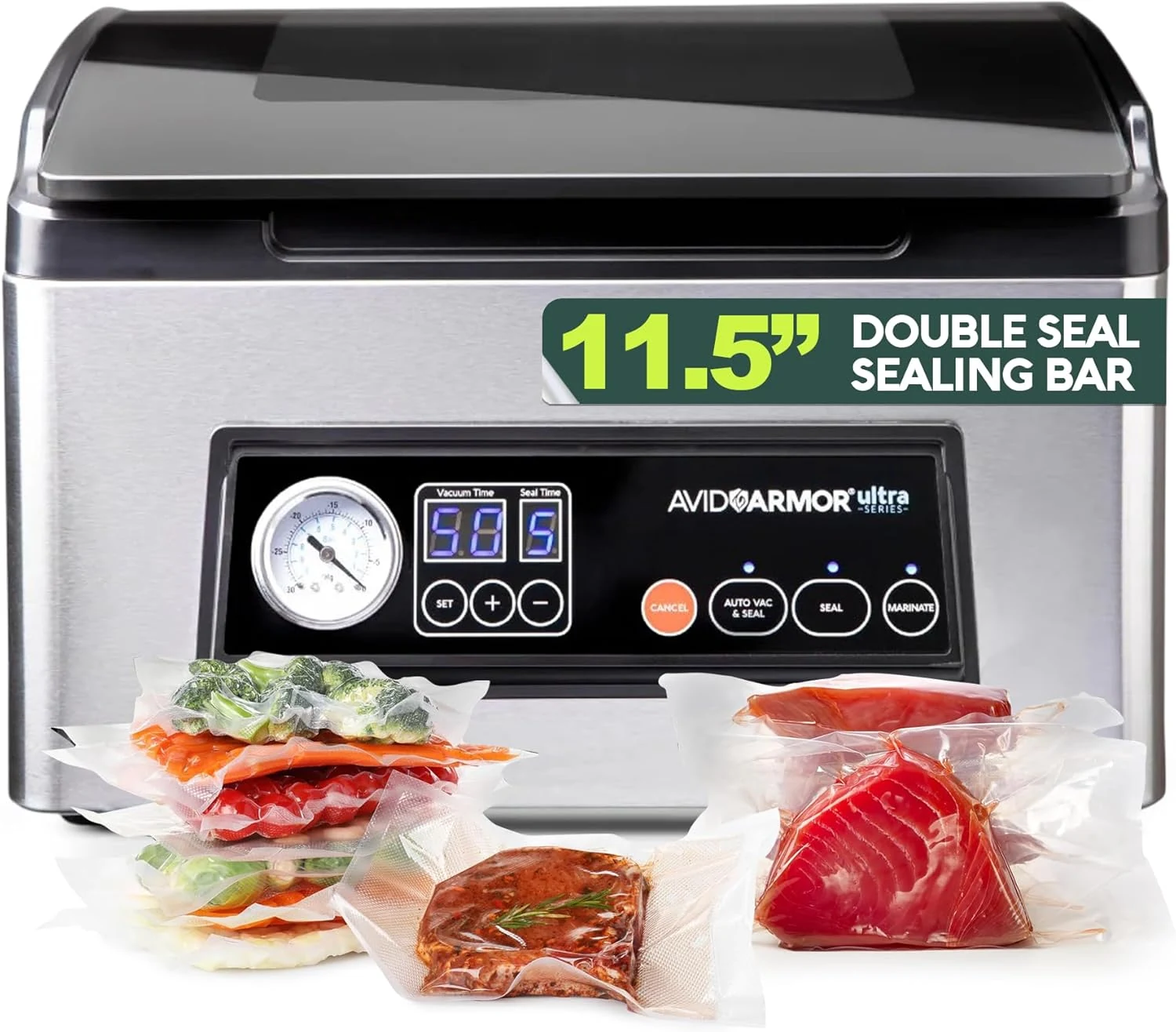 Avid Armor USV32 Chamber Vacuum Sealer Machine – 11.5" Sealing Bar, Glass Lid