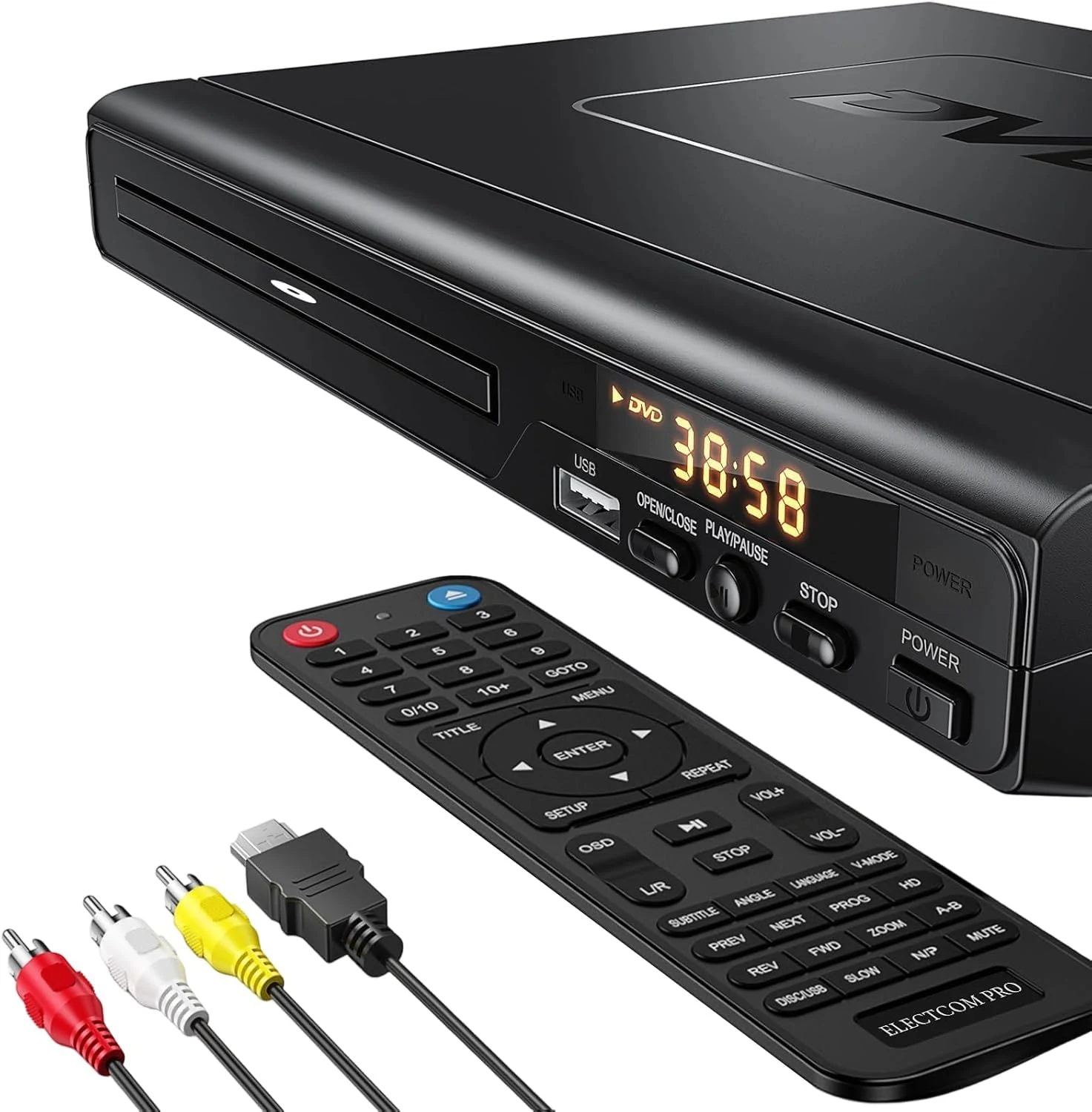 ELECTCOM PRO Region-Free DVD Player for TV: Plays Regions 0-6 & Multi Formats