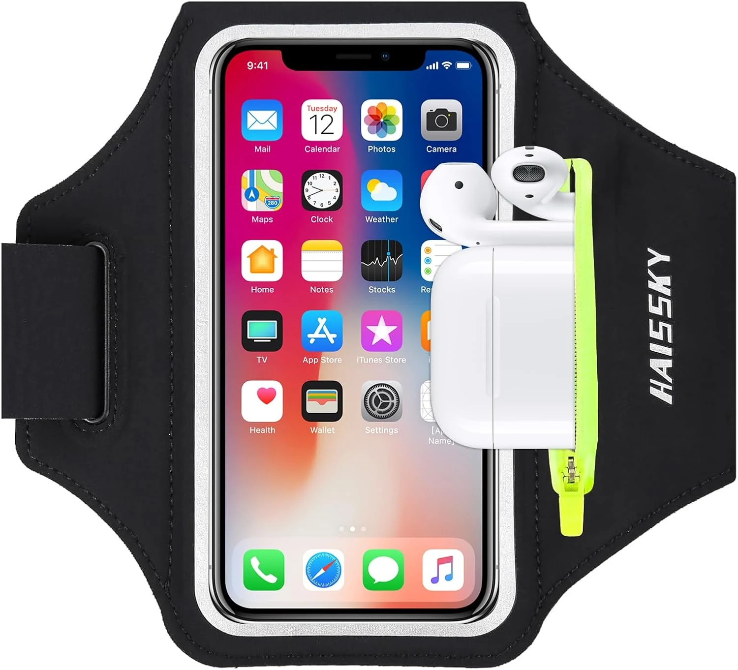 HAISSKY Running Armband with Earphone Bag Cell Phone Armband