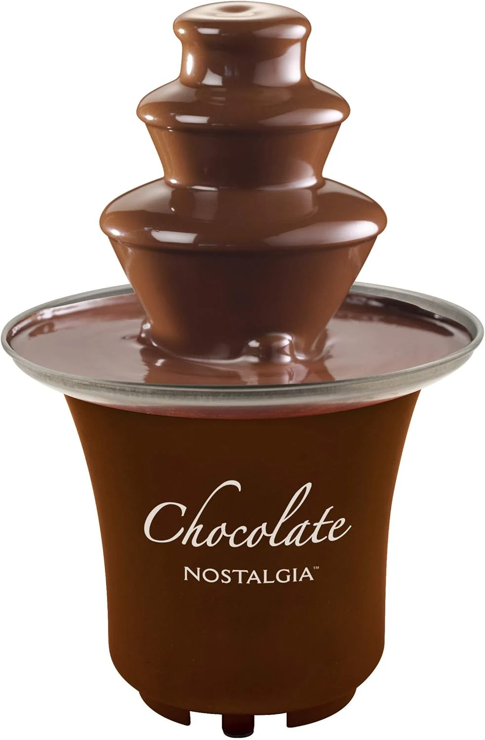 Nostalgia 3 Tier Electric Chocolate Fondue Fountain Machine for Parties (Brown)
