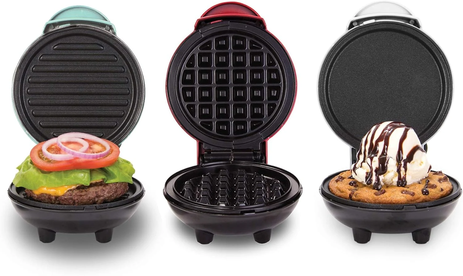 Dash Mini Maker Set (Mini Waffle Iron, Mini Griddle & Heart Waffle)