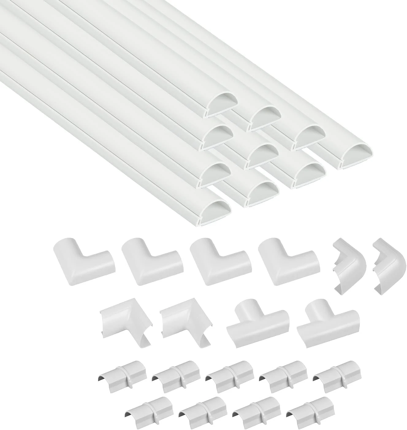D-Line 157in Cord Cover Kit, Self-Adhesive Wire Hiders, Paintable Cable Raceway to Hide Wires on Wall