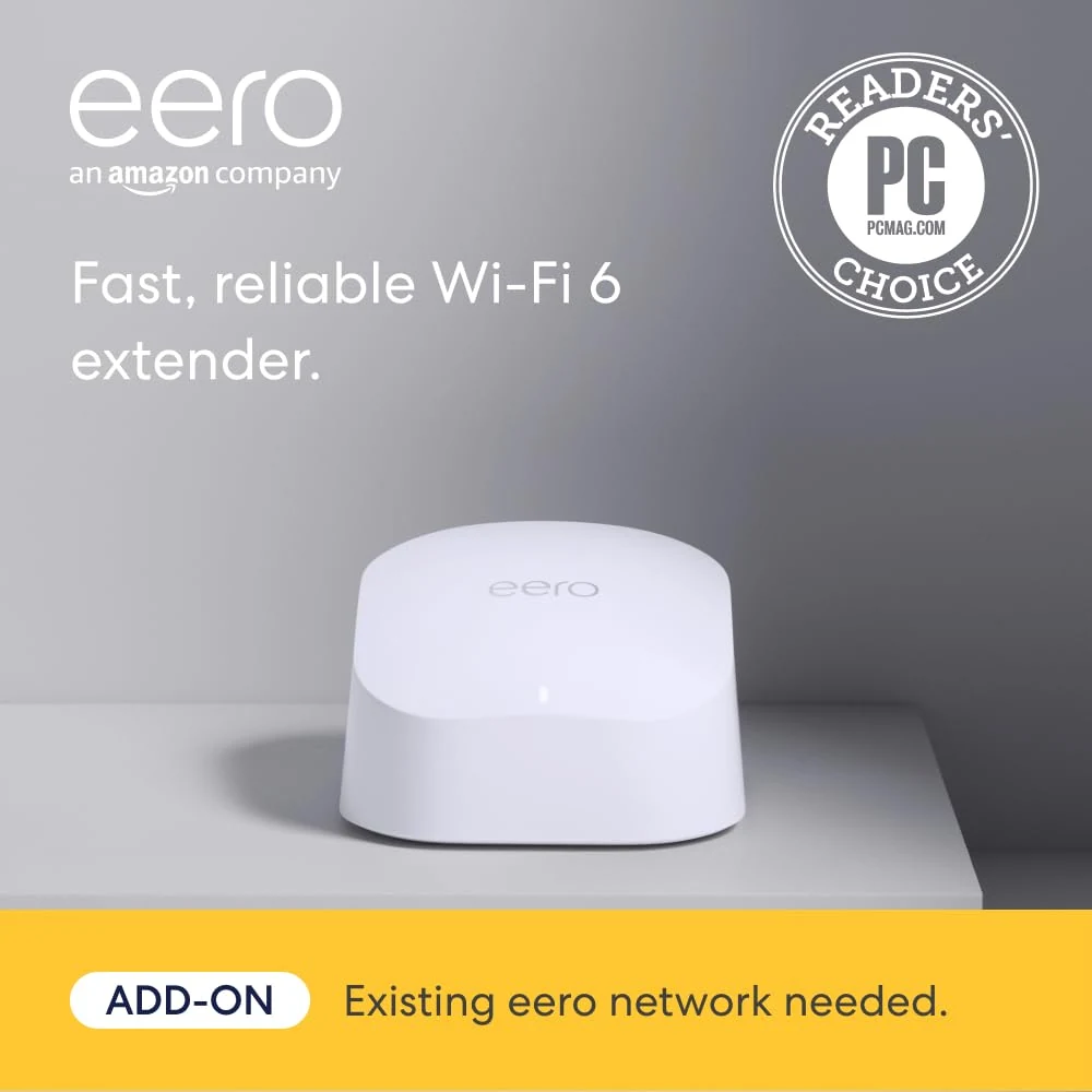 eero 6 Mesh Wi-Fi Add-On Extender (Up to 1,500 sq. ft. coverage, Wi-Fi 6)