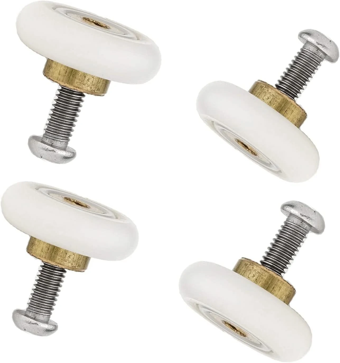 Set of 4 Dia 19mm Stainless Steel Shower Door Wheels Rollers Runners, White, 19mm x 5mm (Stainless steel-4PCS)