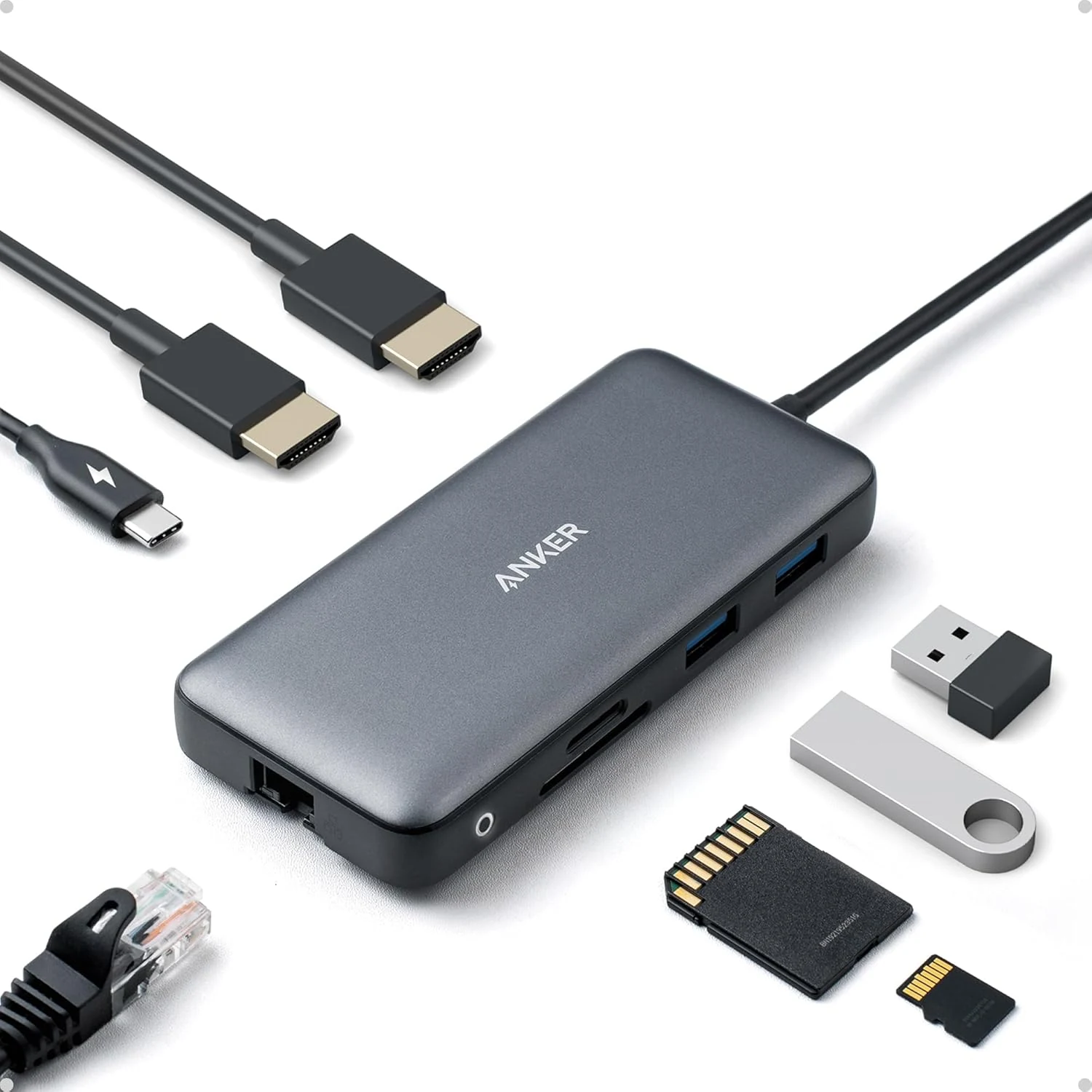 Anker Laptop Docking Station Dual Monitor, 8-in-1 USB C Hub, 4K Dual Monitor (A83800A1)
