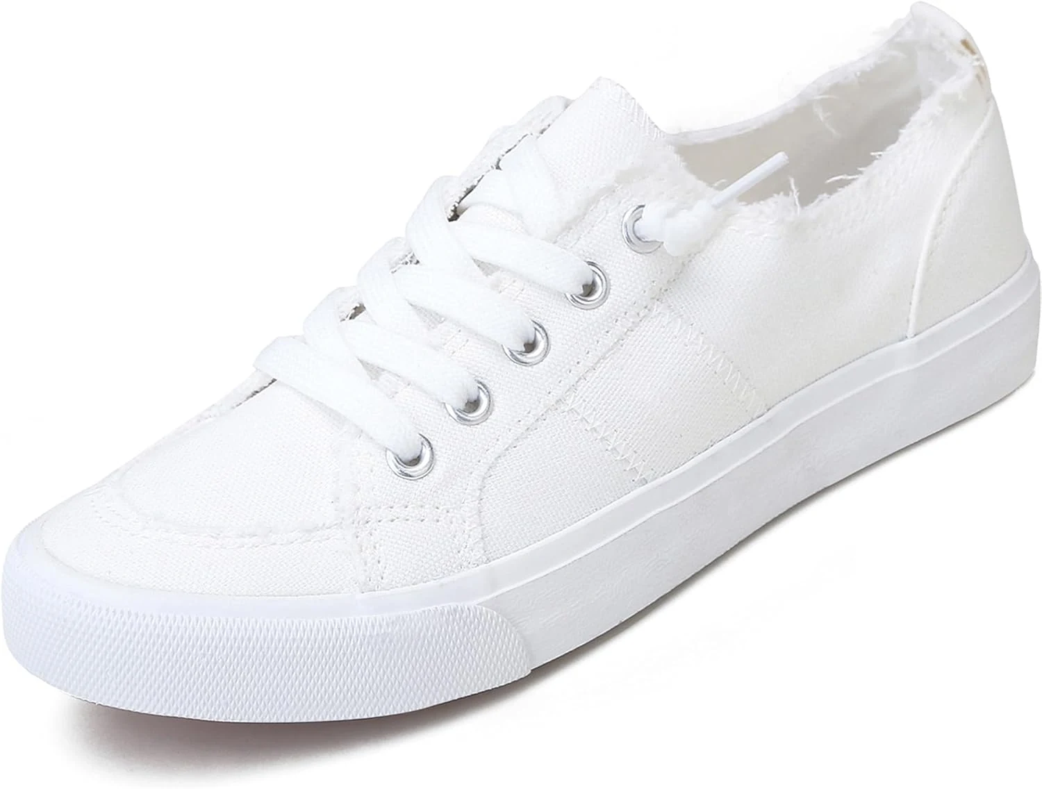 Obtaom Women’s Play Fashion Sneaker (White Washed + Leopard Canvas)