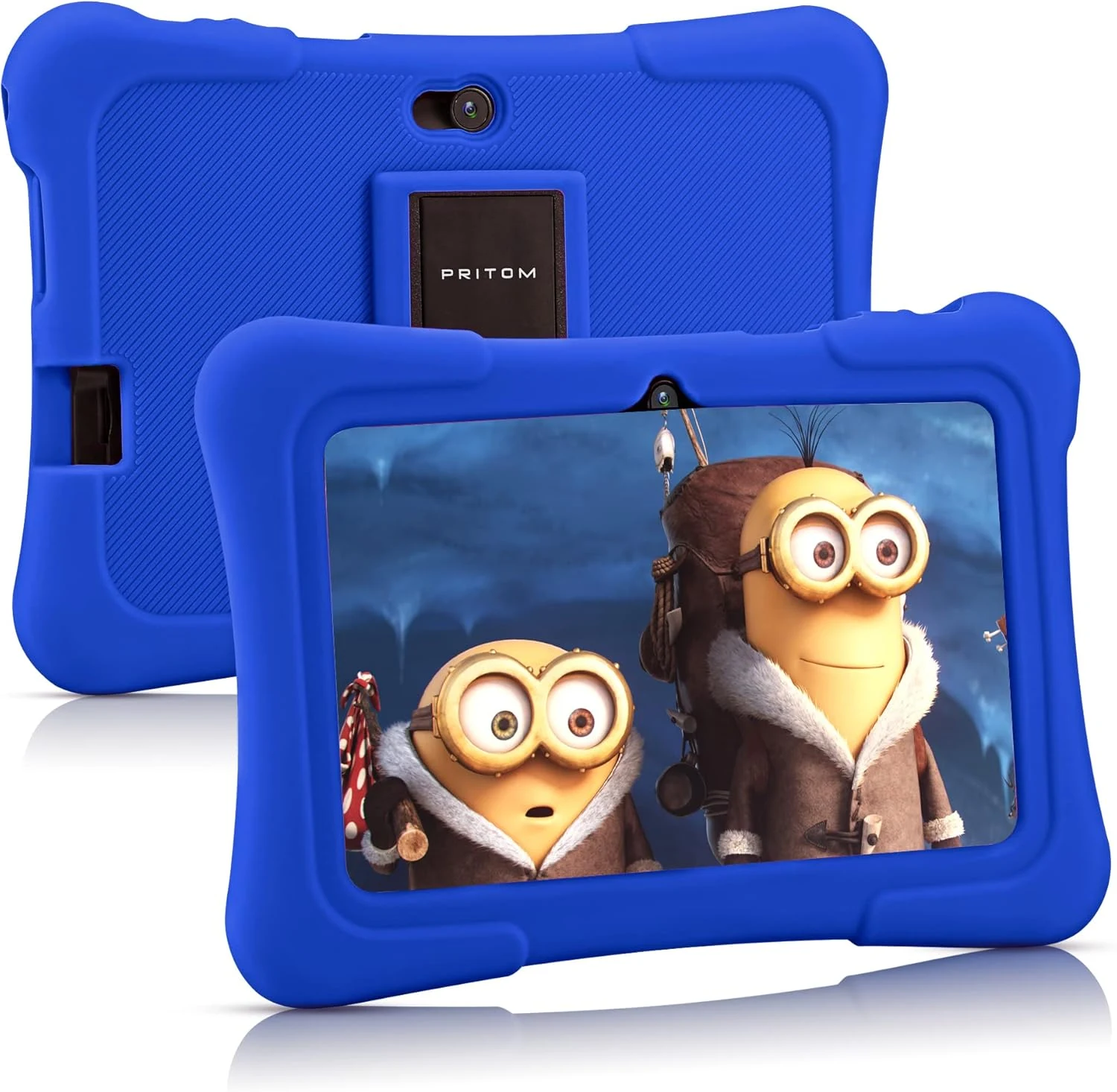 PRITOM 7 inch Kids Tablet with Case, Quad Core Tablet Android 13, 32 GB ROM, WiFi, Bluetooth, Dual Camera
