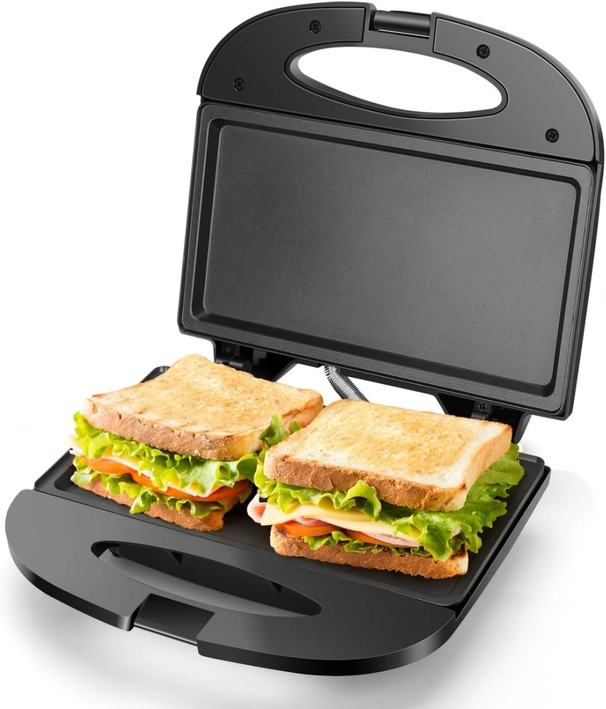 Aigostar Sandwich Maker with Non-stick Deep Grid Surface for Egg, Ham, Steaks Compact Electric Grill Tostadora de Panini Press Black
