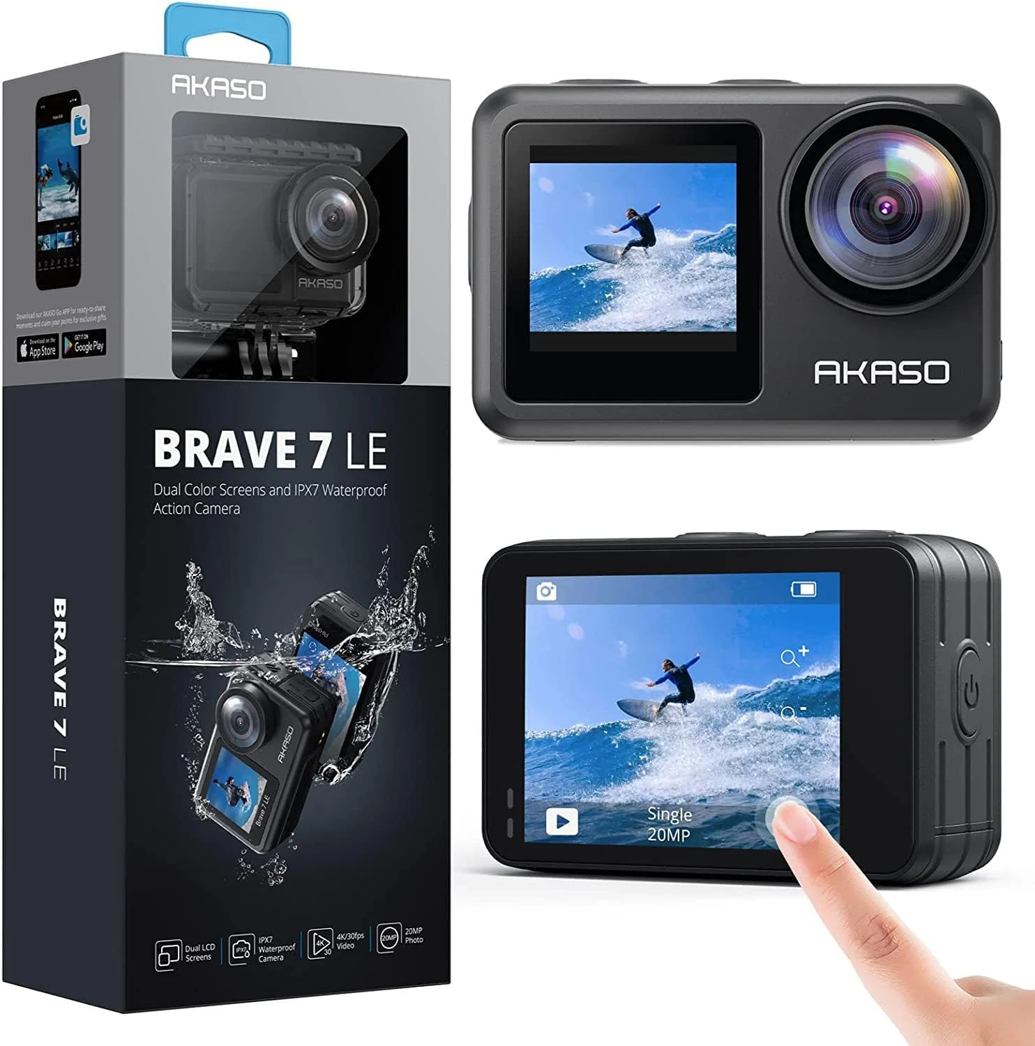 AKASO Brave 7 LE 4K30FPS 20MP WiFi Action Camera with Touch Screen EIS 2.0 Zoom