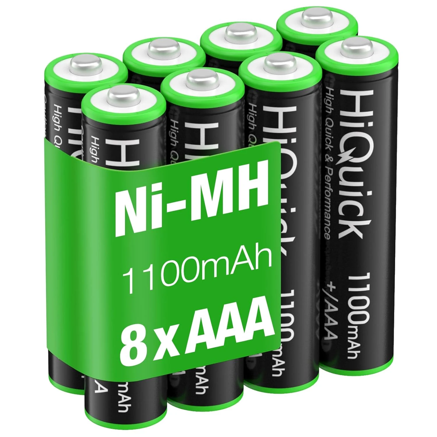HiQuick Rechargeable AAA Batteries 8 Pack, 1100mAh NiMH Triple AAA