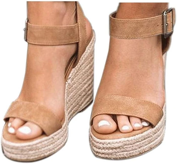 VICKI·VICKI Women’s Platform Sandals Wedge Ankle Strap Open Toe Sandals