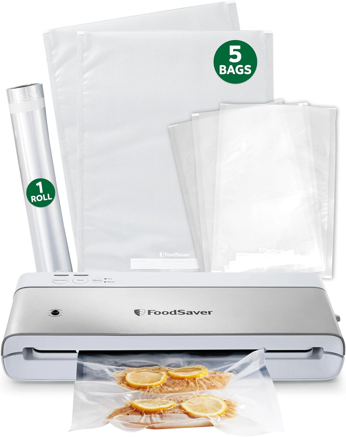 FoodSaver Compact Vacuum Sealer Machine with Airtight Bags and Roll
