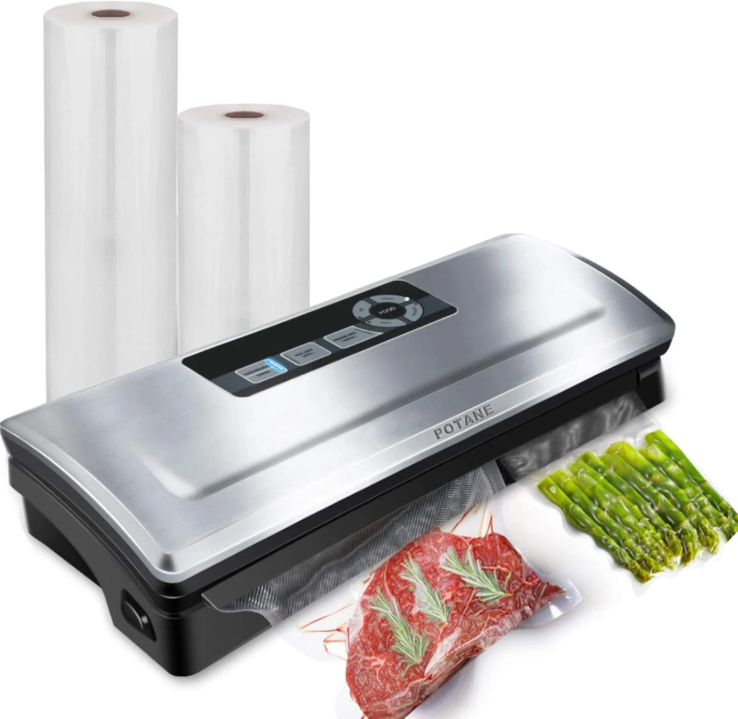POTANE Precision Vacuum Sealer Machine, Powerful Pro Vacuum Food Sealer, 8-in-1 Easy Presets, 4 Food Modes, Dry&Moist&Soft&Delicate with Starter Kit, Compact Design(Silver)