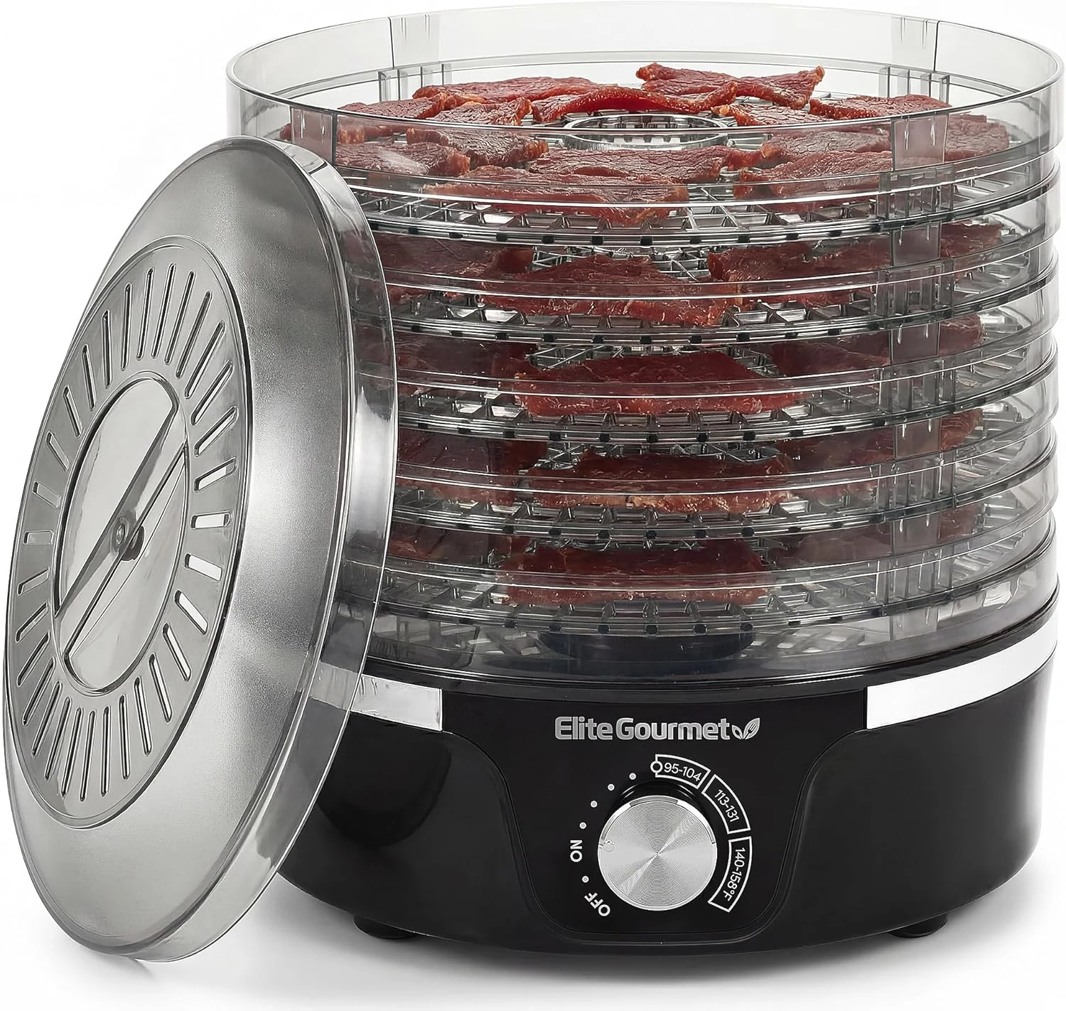Elite Gourmet EFD319 Food Dehydrator, 5 BPA-Free 11.4" Trays Adjustable Temperature Controls