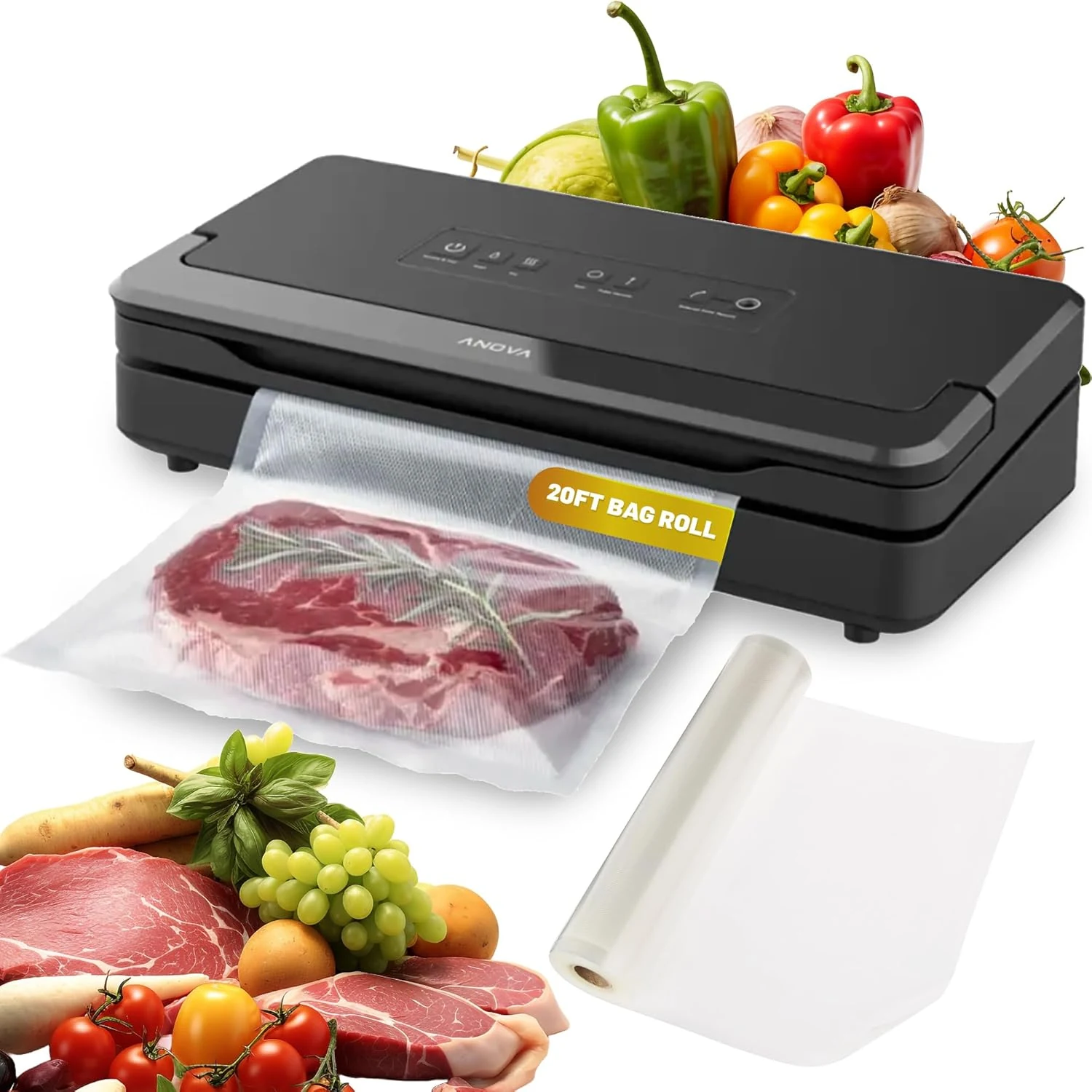 Anova Culinary Precision Vacuum Sealer Pro, Includes Large Bag Roll (19ft)