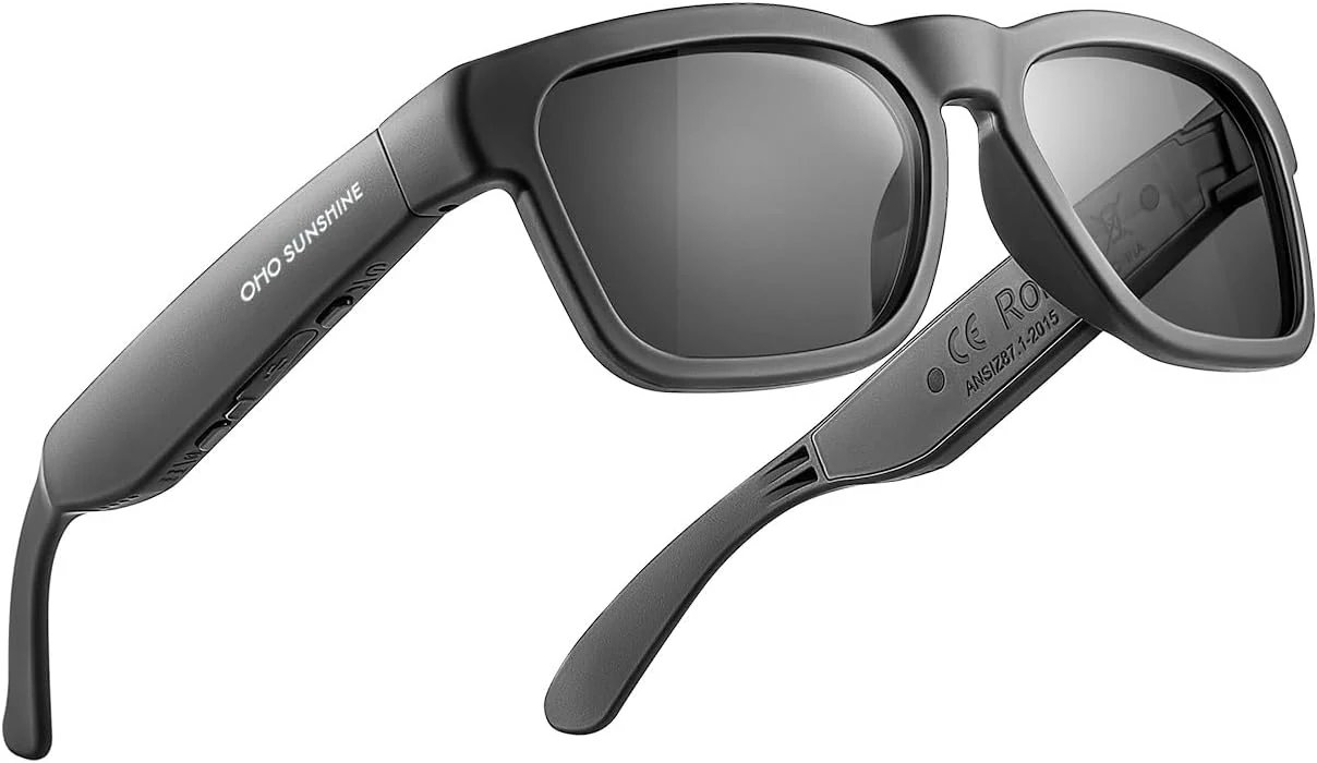 OhO sunshine Bluetooth Audio Sunglasses, Lightweight Open Ear Sport Glasses, 10H Playtime, UV400 ANSI Z87.1, Water Resistant with Voice Control