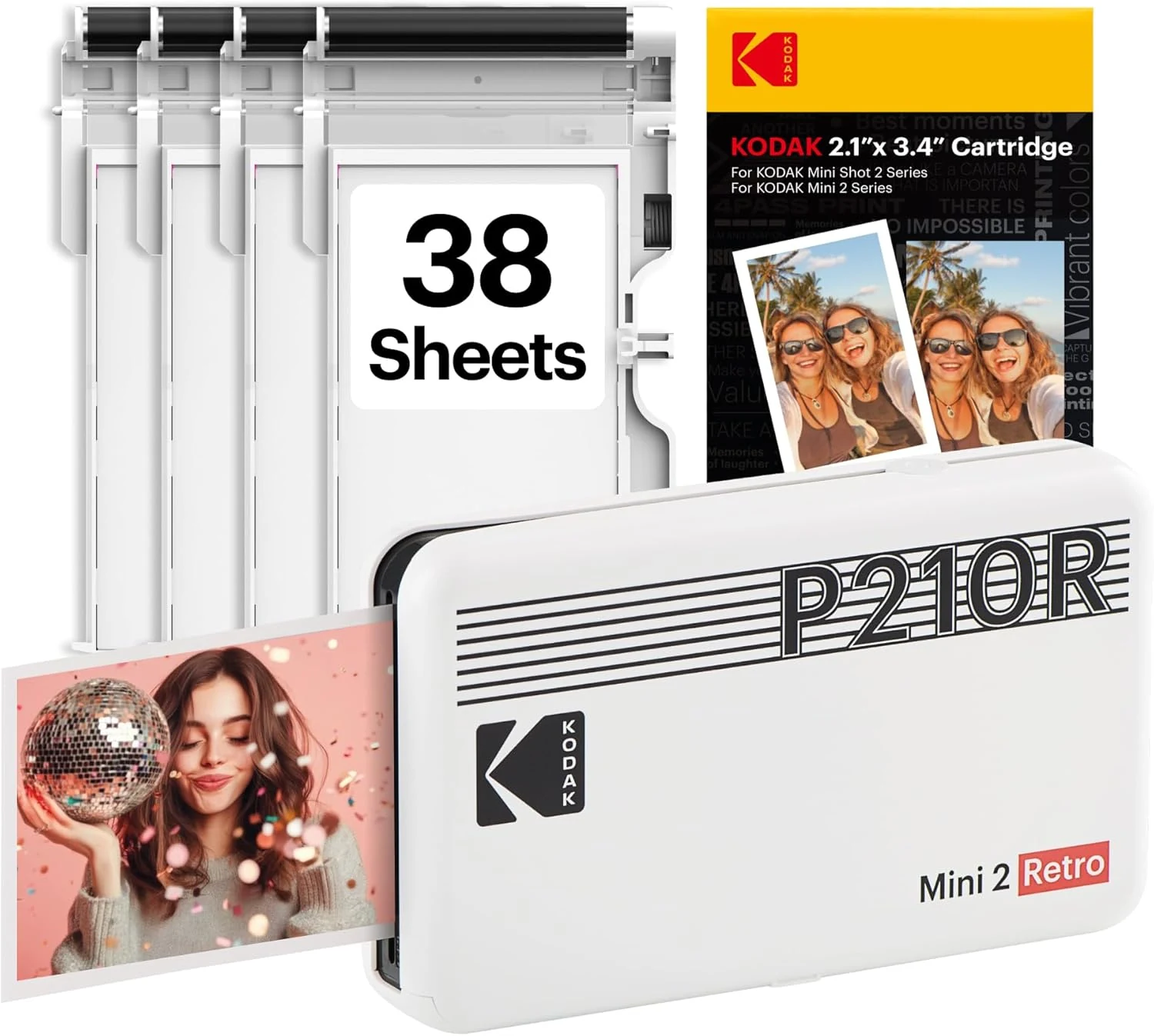 KODAK Mini 2 Retro 2x3 Portable Photo Printer, 38 Sheets, Bluetooth Smartphone Printer for iPhone & Android