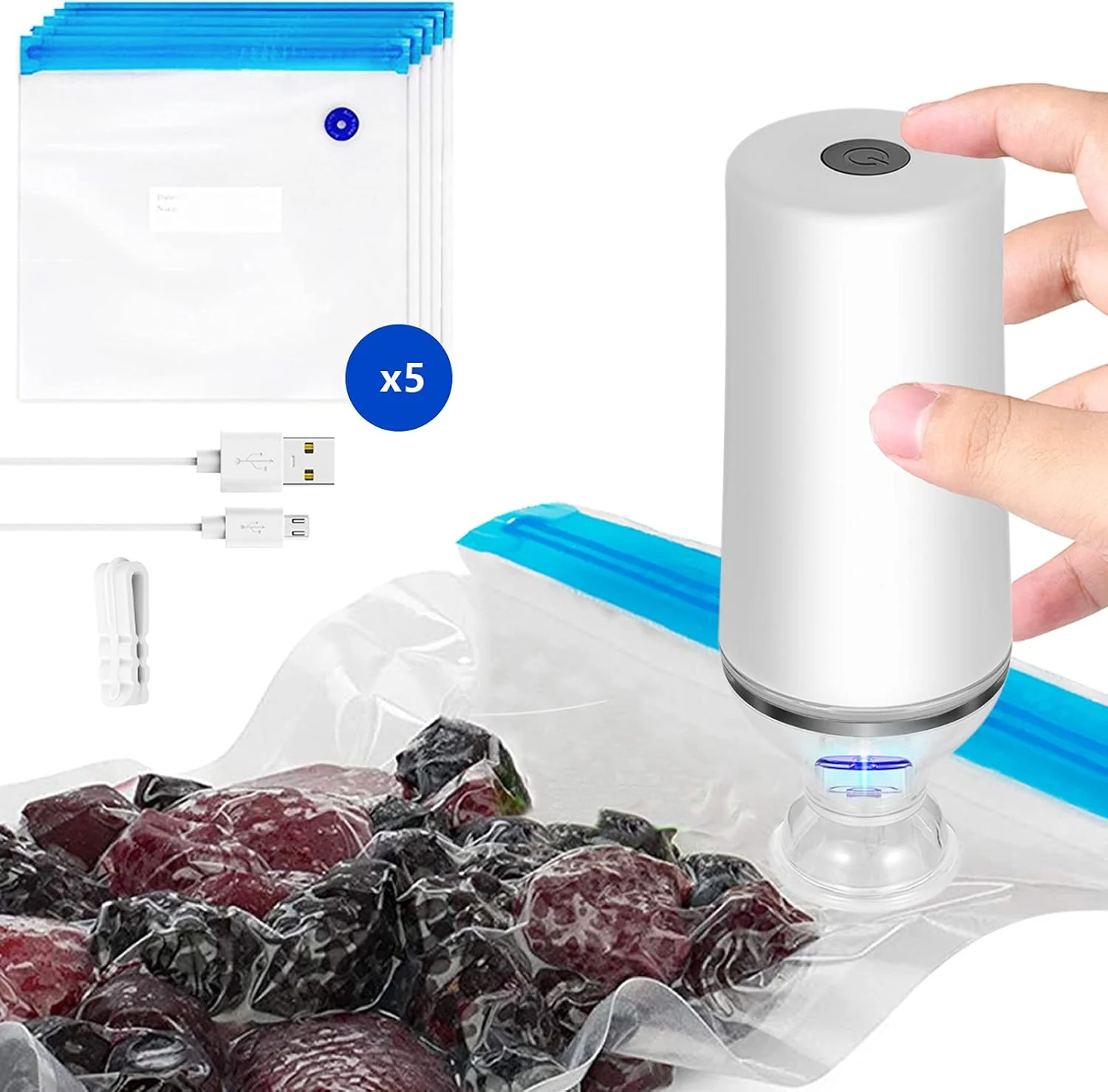 VICARKO Vacuum Food Sealer, Save Sealer, USB Rechargeable Handheld Pump, for Sous Vide and Food Storage