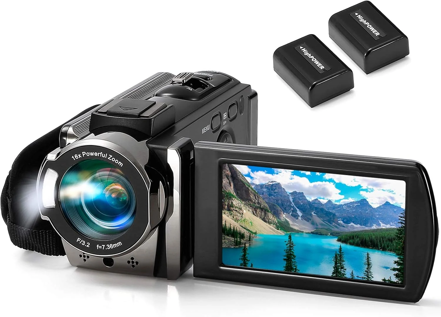 kimire Video Camera Camcorder Digital Camera Recorder Full HD 1080P 15FPS 24MP 3.0 Inch 270 Degree Rotation LCD 16X Digital Zoom Camcorder Camera with 2 Batteries (Black)