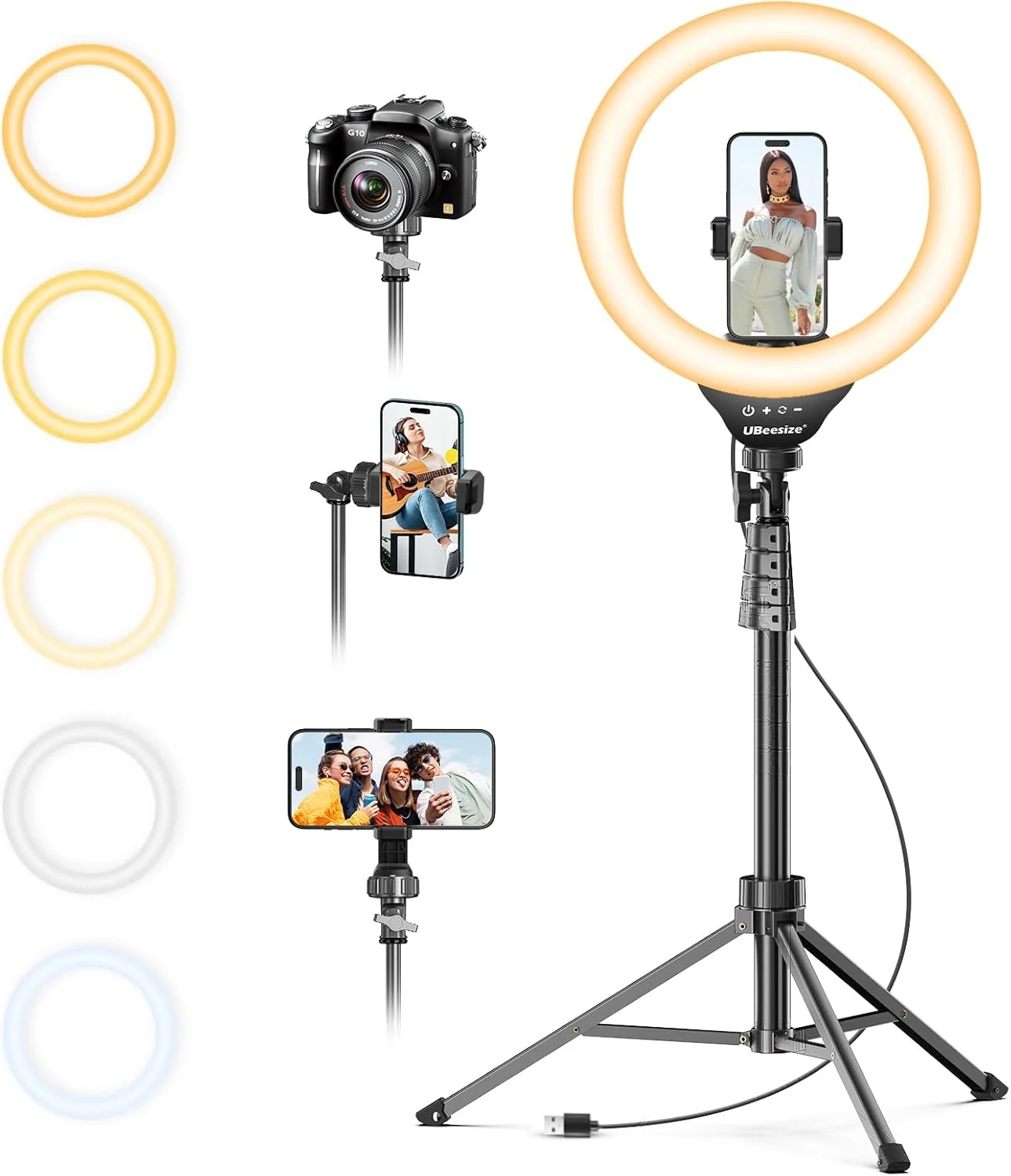 UBeesize 12'' LED Ring Light with 62'' Tripod Stand, Selfie Ring Light