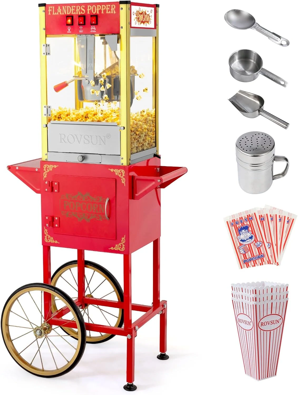 ROVSUN Popcorn Machine with Cart & 8 Oz Kettle Makes review
