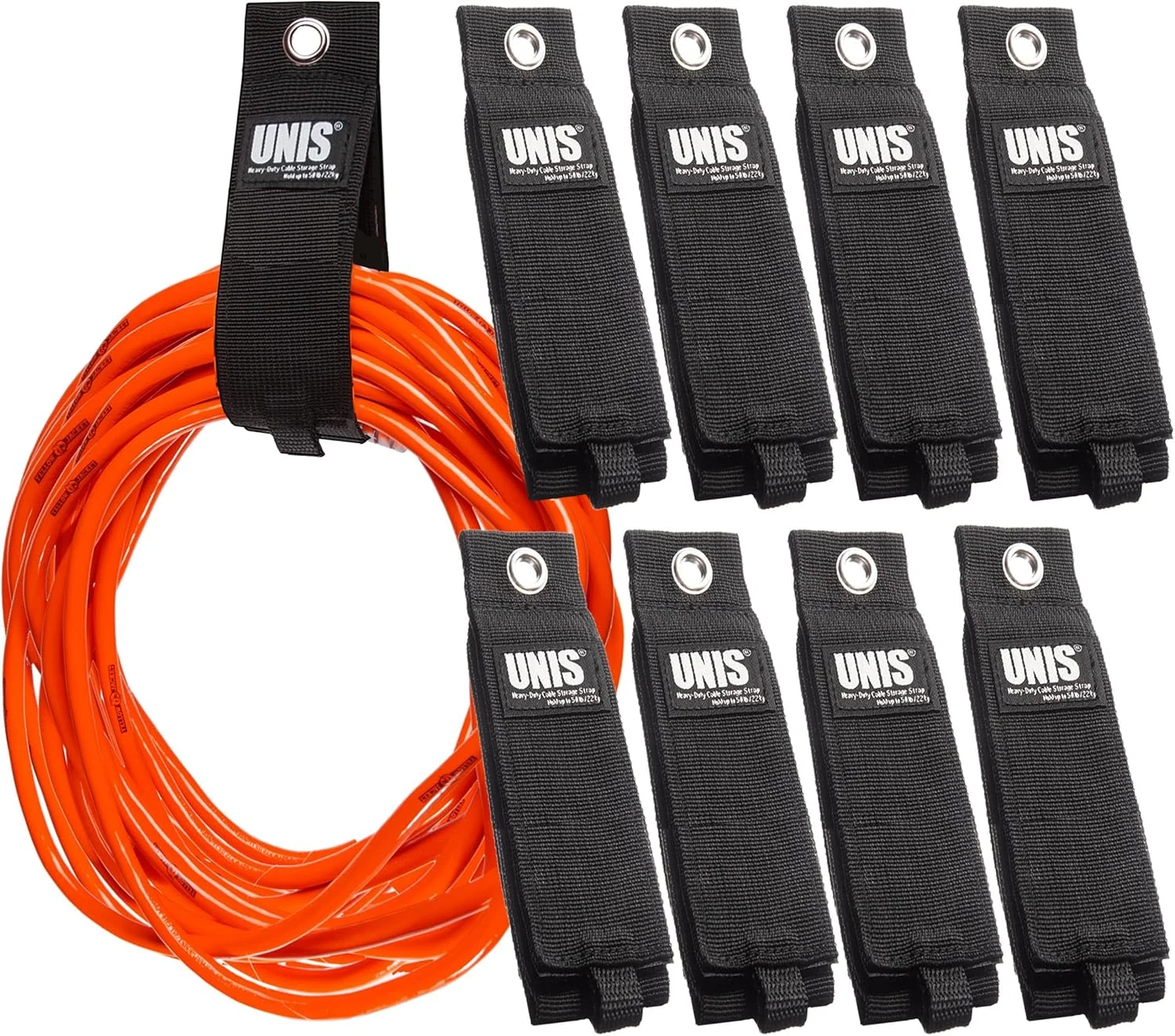 8 Pack Heavy Duty Large 13-inch Extension Cord Storage Extendable Cable Ties Strap Loop Hanger Organizer