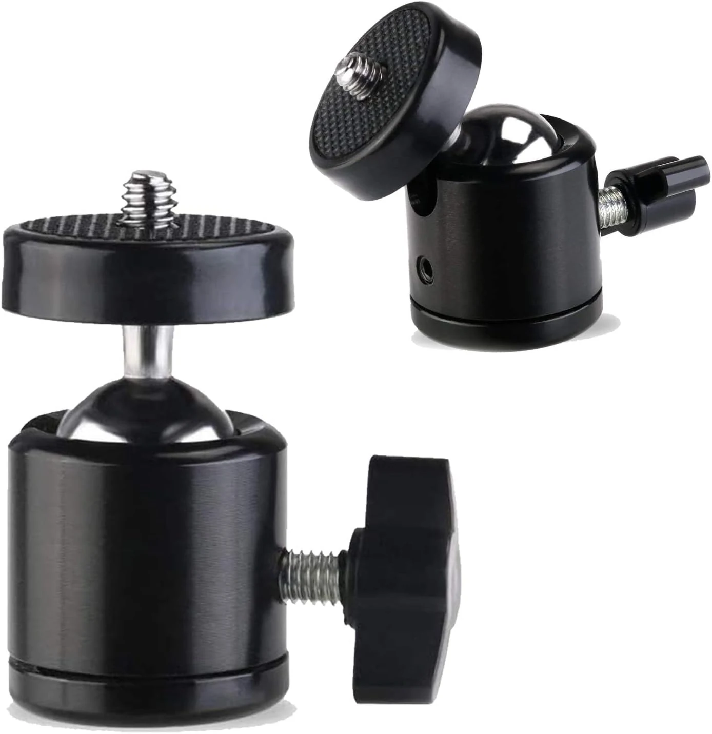 Universal 1/4" Swivel Mini Ball Head Screw Tripod Mount（2 Pack）, EszkozTA 360° Rotating Adapter