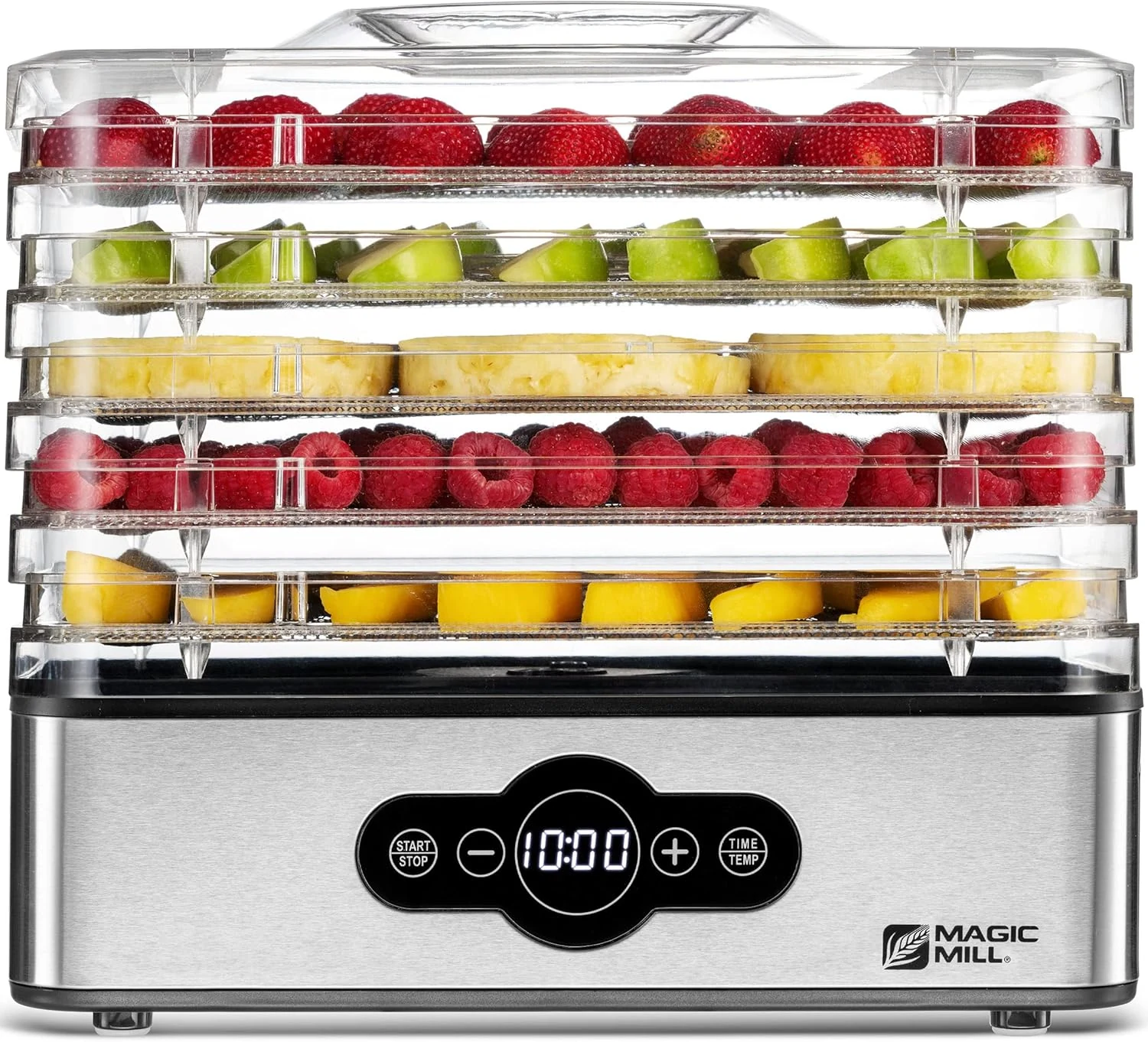 Magic Mill Food Dehydrator Machine | 5 Stackable Stainless Steel Trays (48H Timer, 95–167°F)