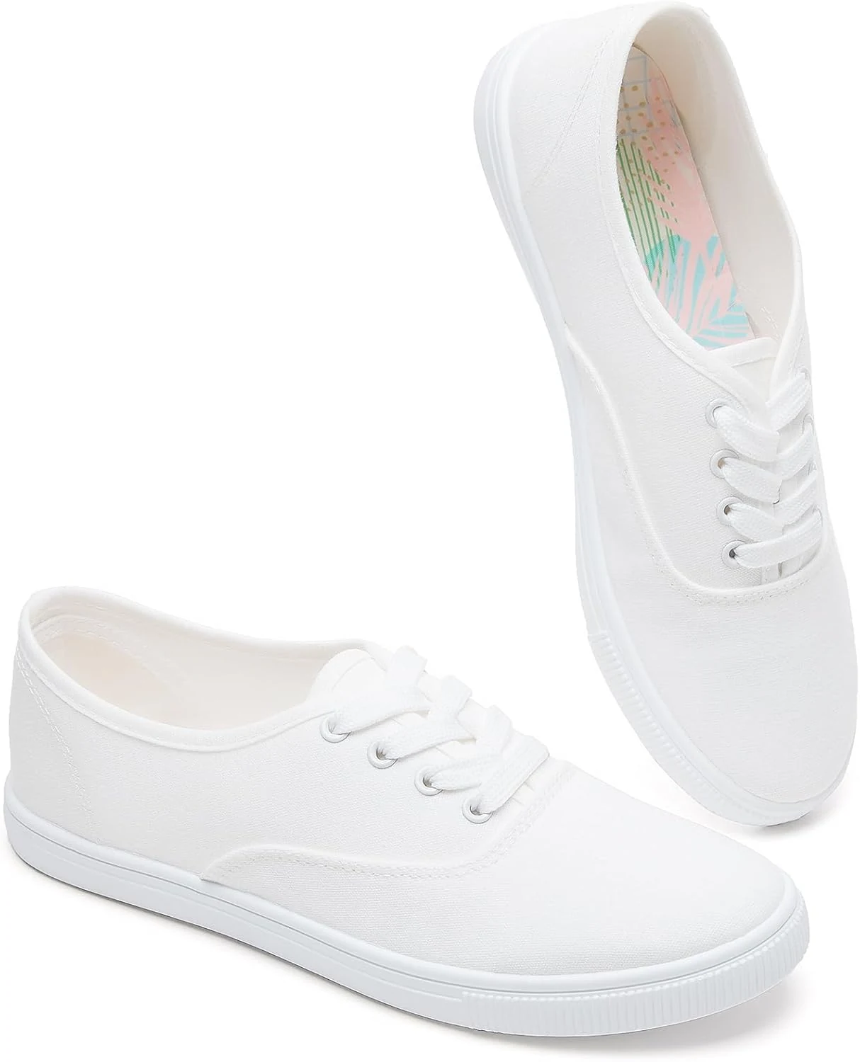 FRACORA Womens Classic White Sneakers (Low Top Canvas)