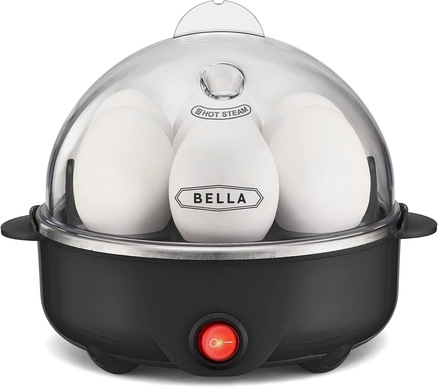 BELLA Egg Cooker, Rapid Boiler & Poacher, Meal Prep Essential, Family Sized Meals (Black)